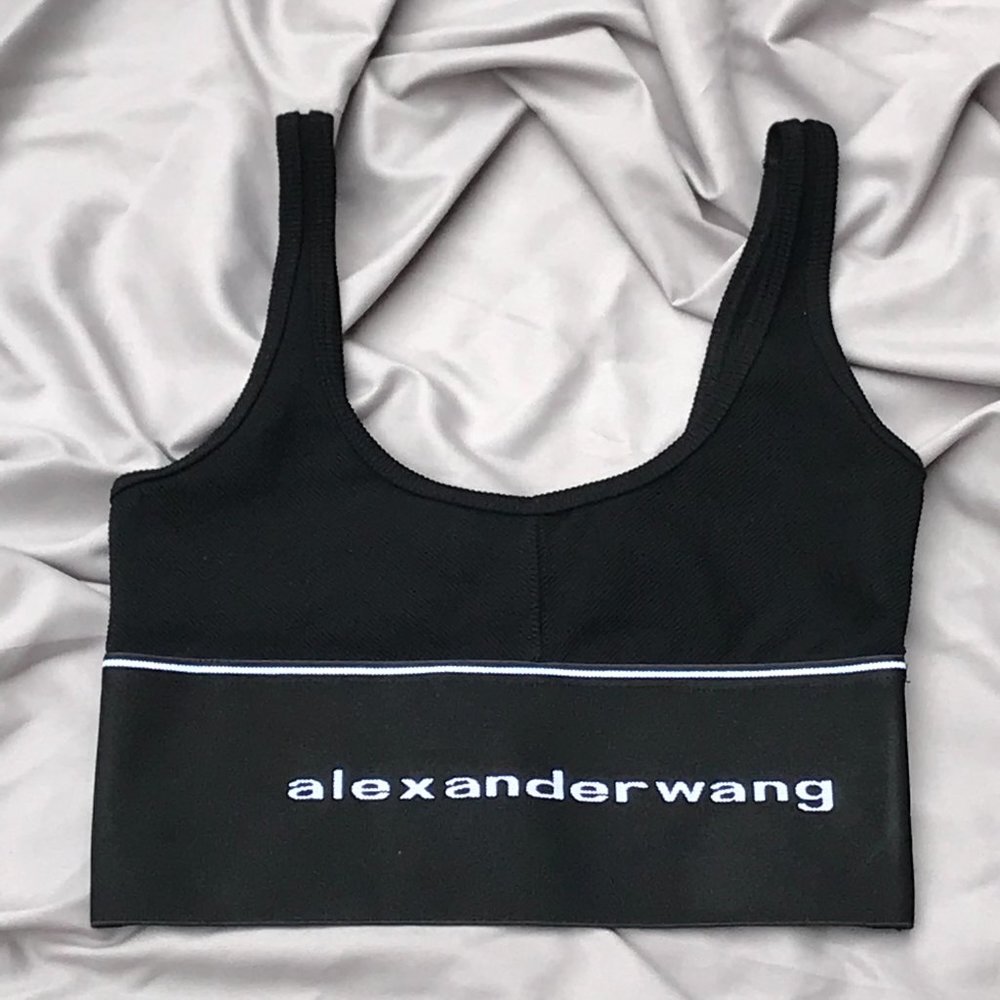 Alexander Wang logo stretch rib-knit bra